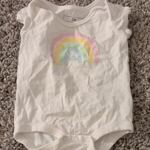 6/$35 Adidas White Bodysuit with Pastel Rainbow